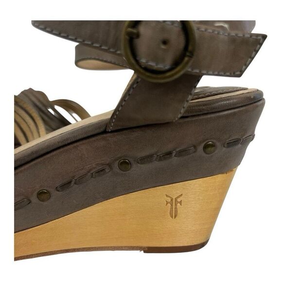 Frye Womens Size 8.5 Carlie Huarache Boho Ankle Wedge Leather Platform Sandals - Picture 5 of 9